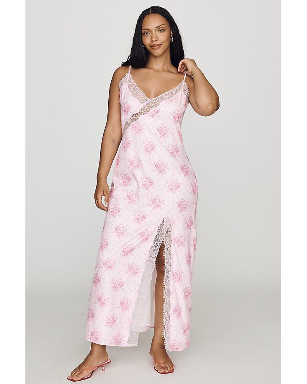 Amy Jane London Gray Camille Satin Midi Slip Dress