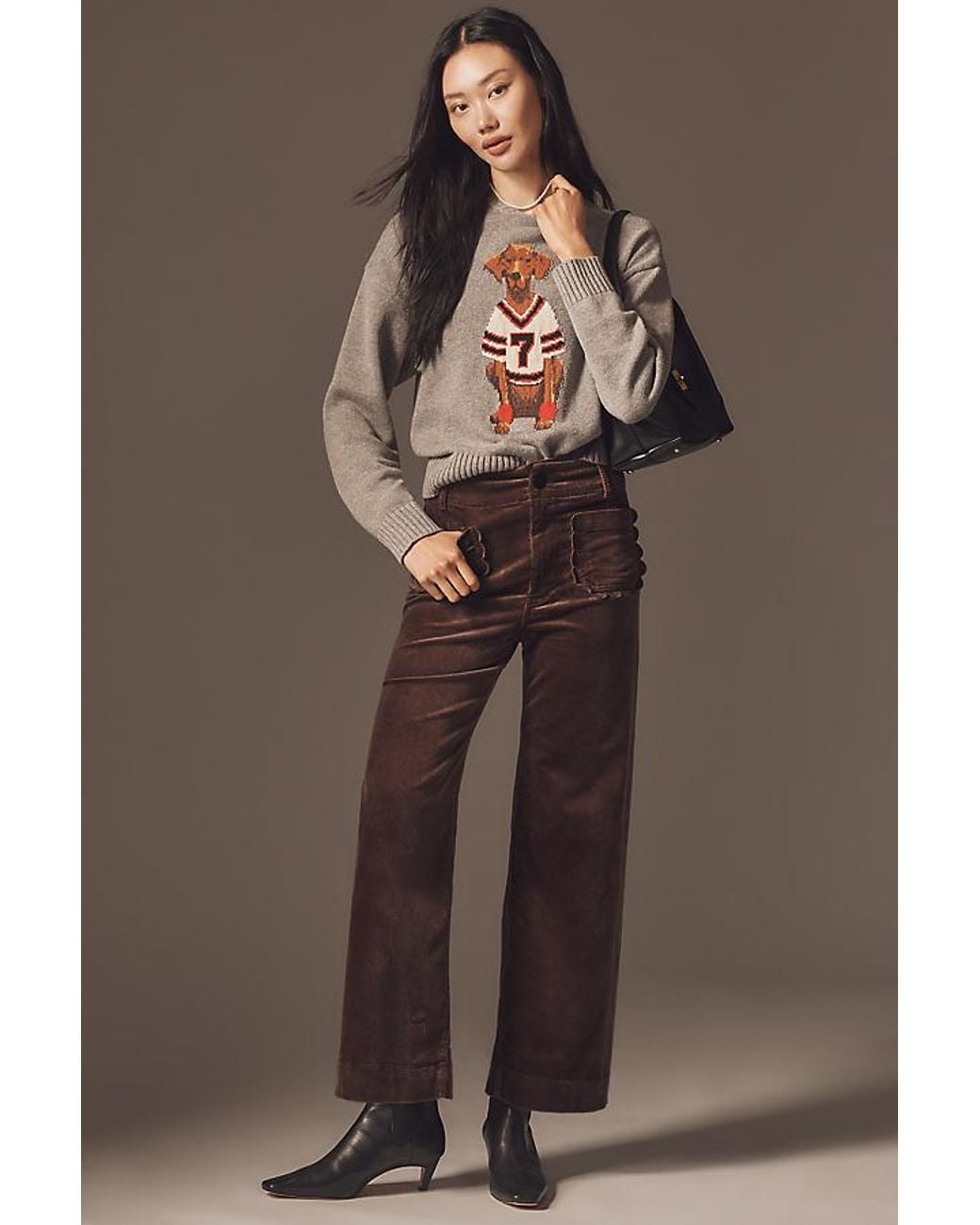 Maeve Brown The Colette Crop Wide-Leg Trousers By Corduroy Scallop Pocket Edition