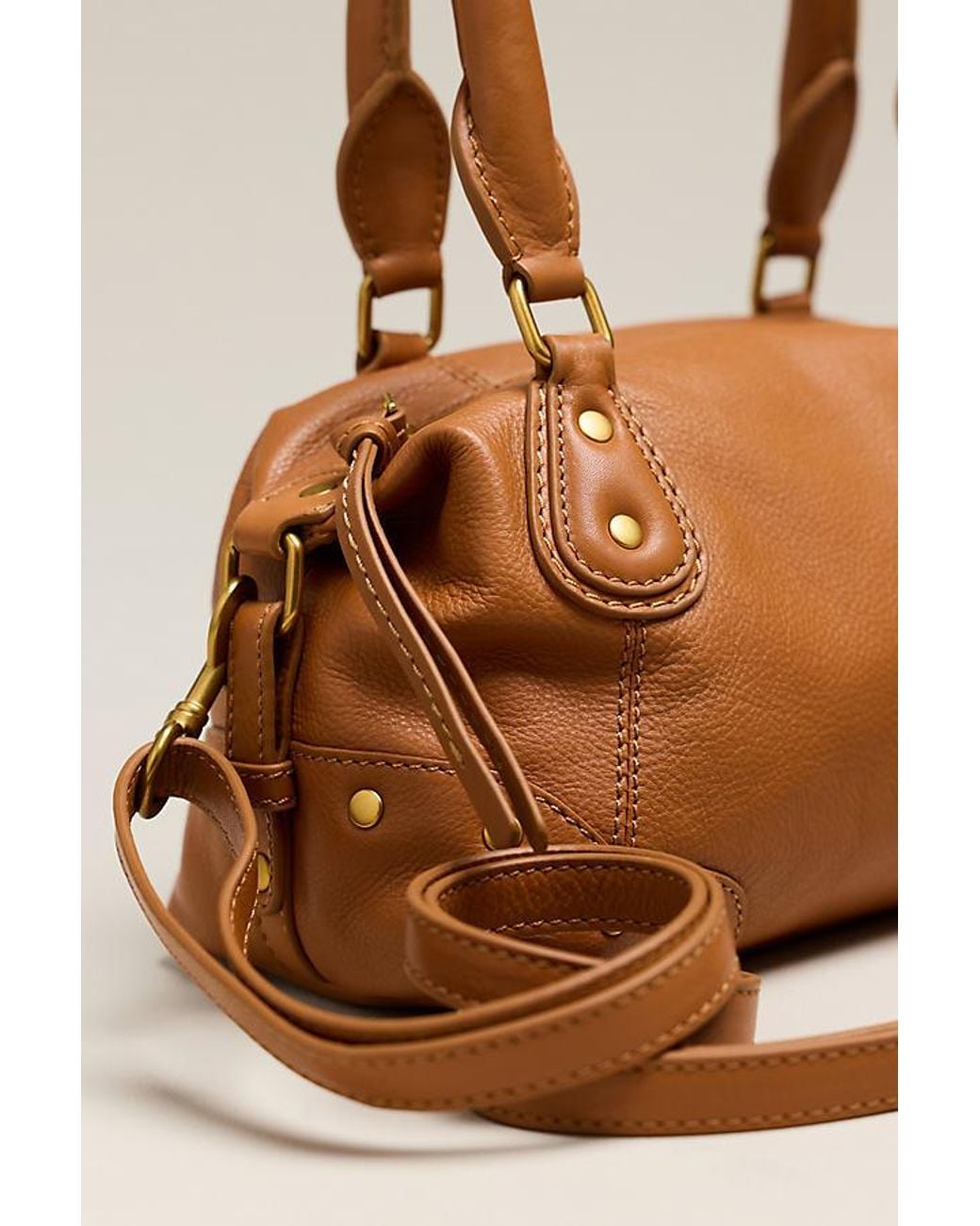 By Anthropologie Brown Arina Leather Mini Satchel Bag