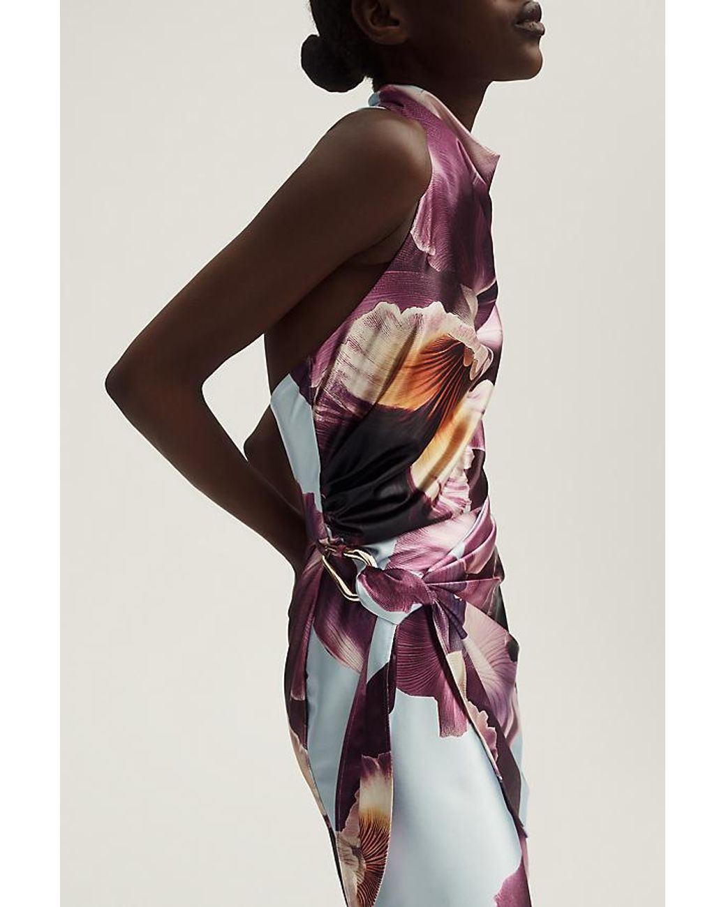 Maeve Multicolor Floral Halter Wrap Mini Dress