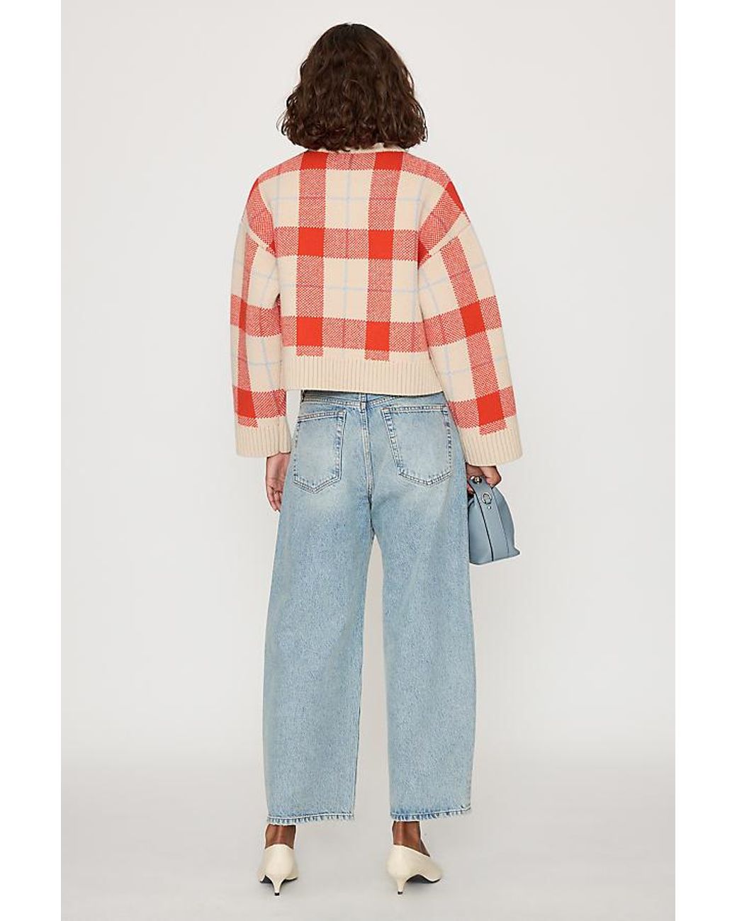 The Tiny Big Sister Red 100% Wool Check Cardigan