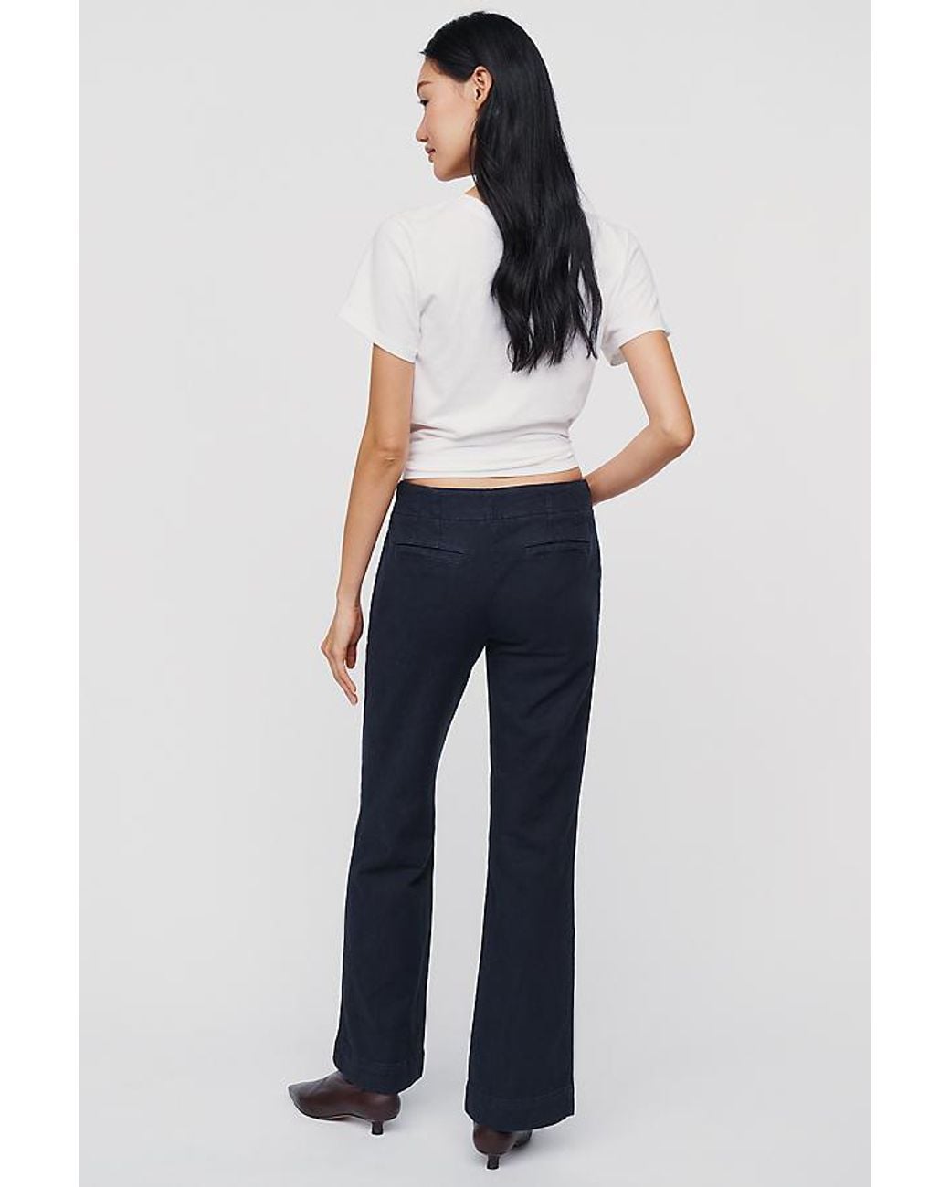 By Anthropologie Blue Low-Rise Straight-Leg Utility Trousers