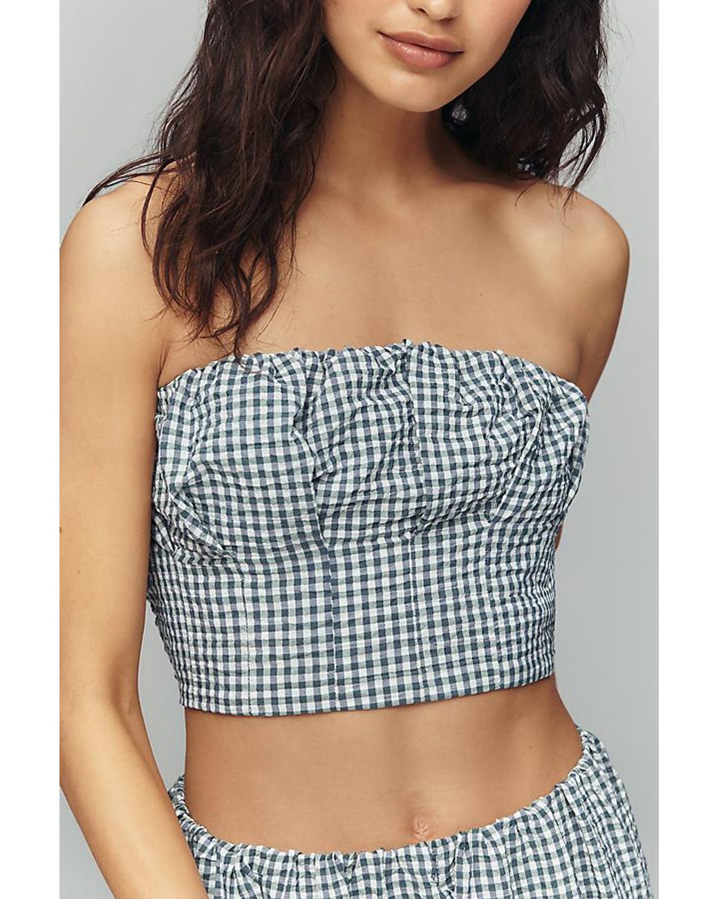 Maeve Blue Gingham Bustier Top