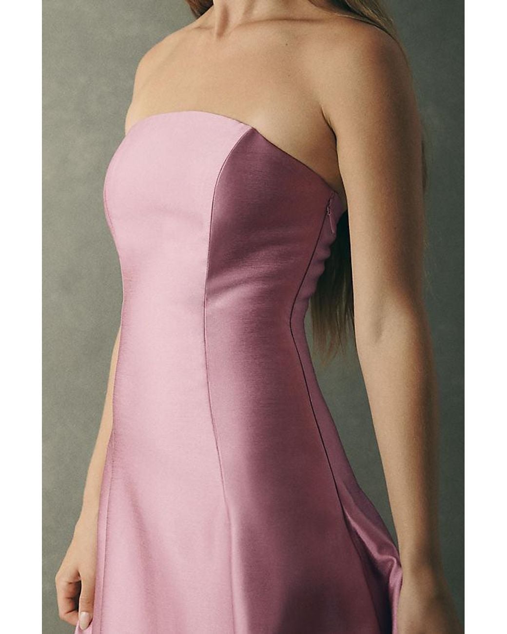 Mare Mare Pink Strapless Drop-Waist Midi Dress