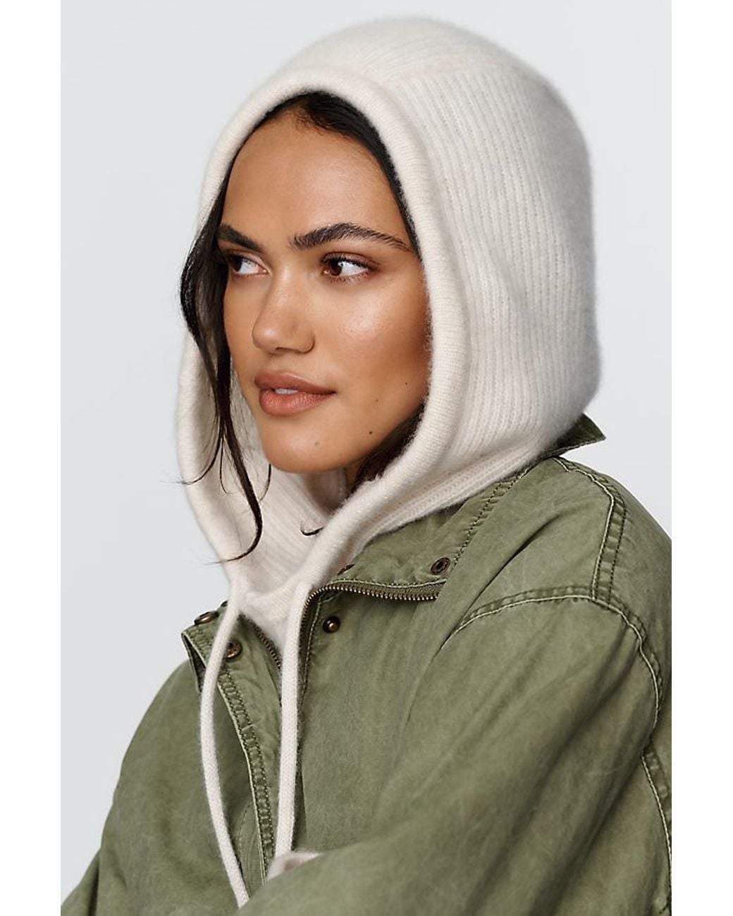 By Anthropologie Blue 100% Cashmere Ribbed Hood