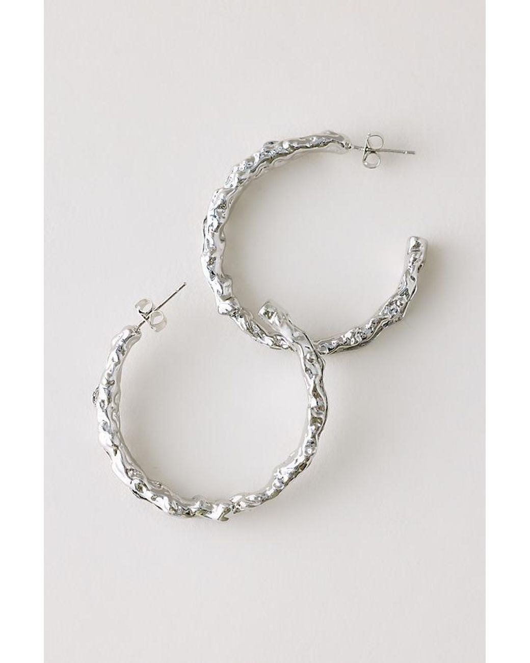 Anthropologie Metallic By Hammered Plated Hoop Earrings