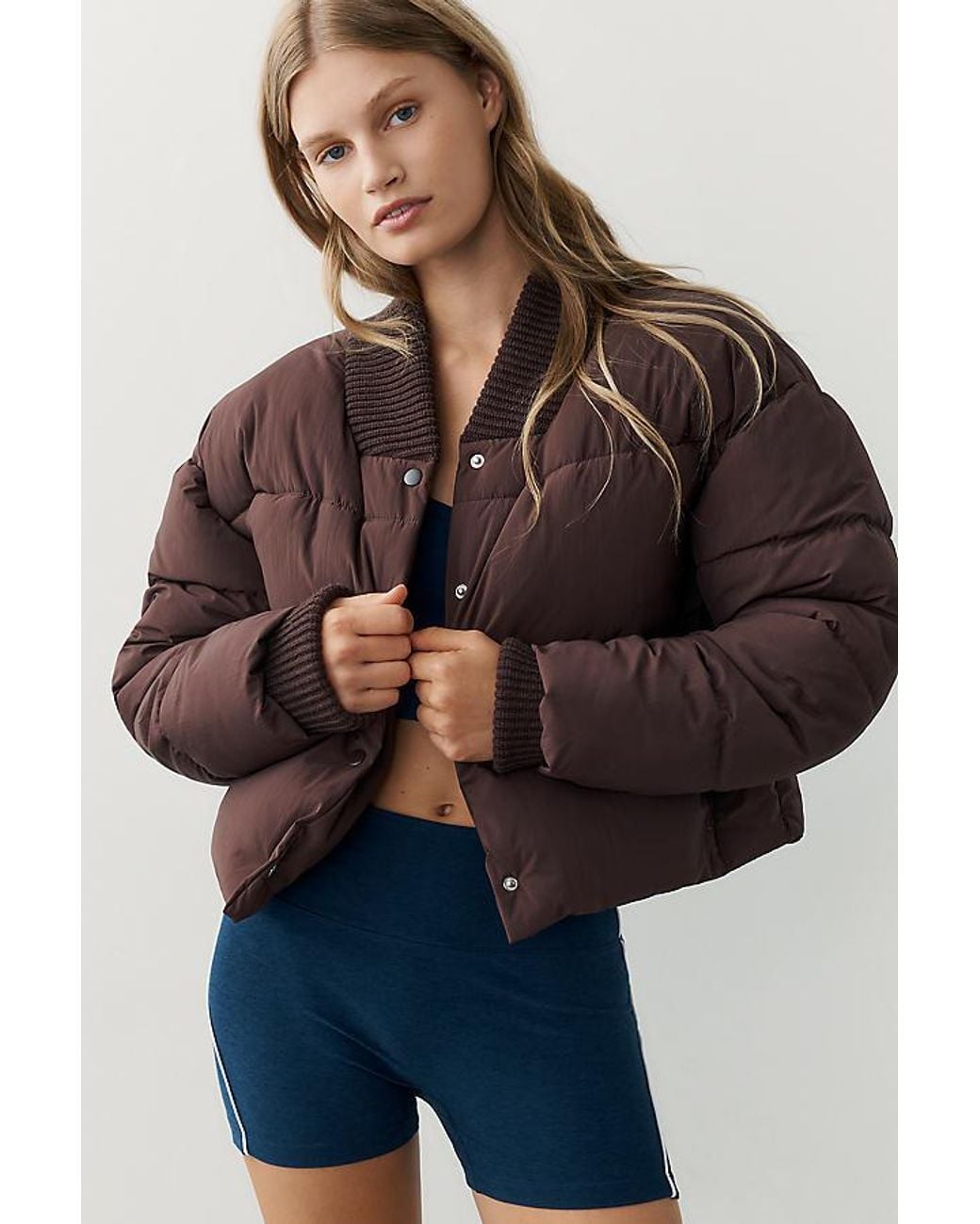Daily Practice Brown Cropped Puffer Jacket