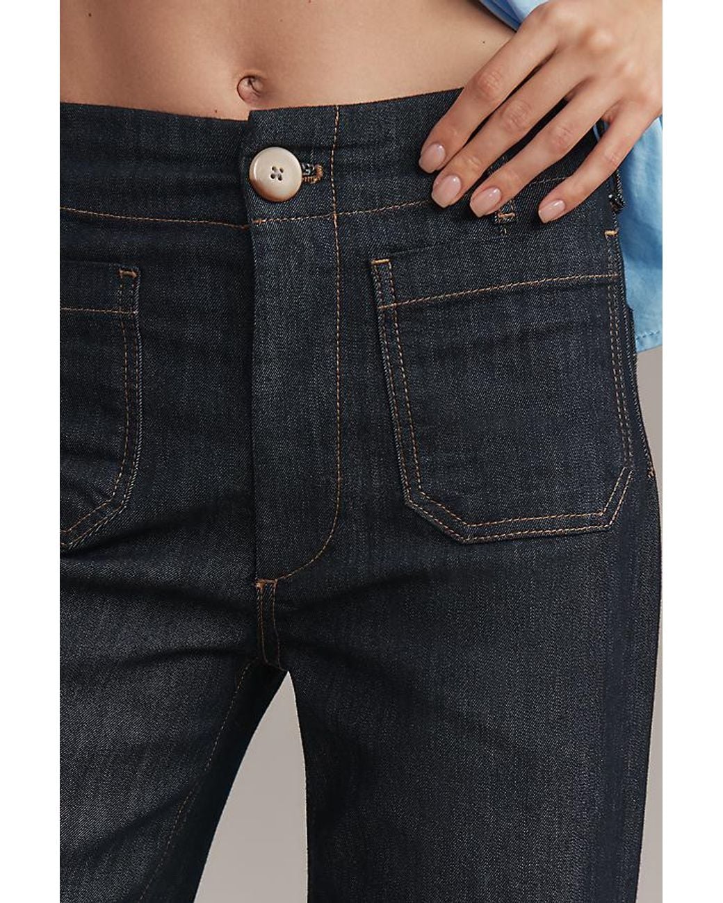 Maeve Blue The Colette Full-Length Wide-Leg Jeans By