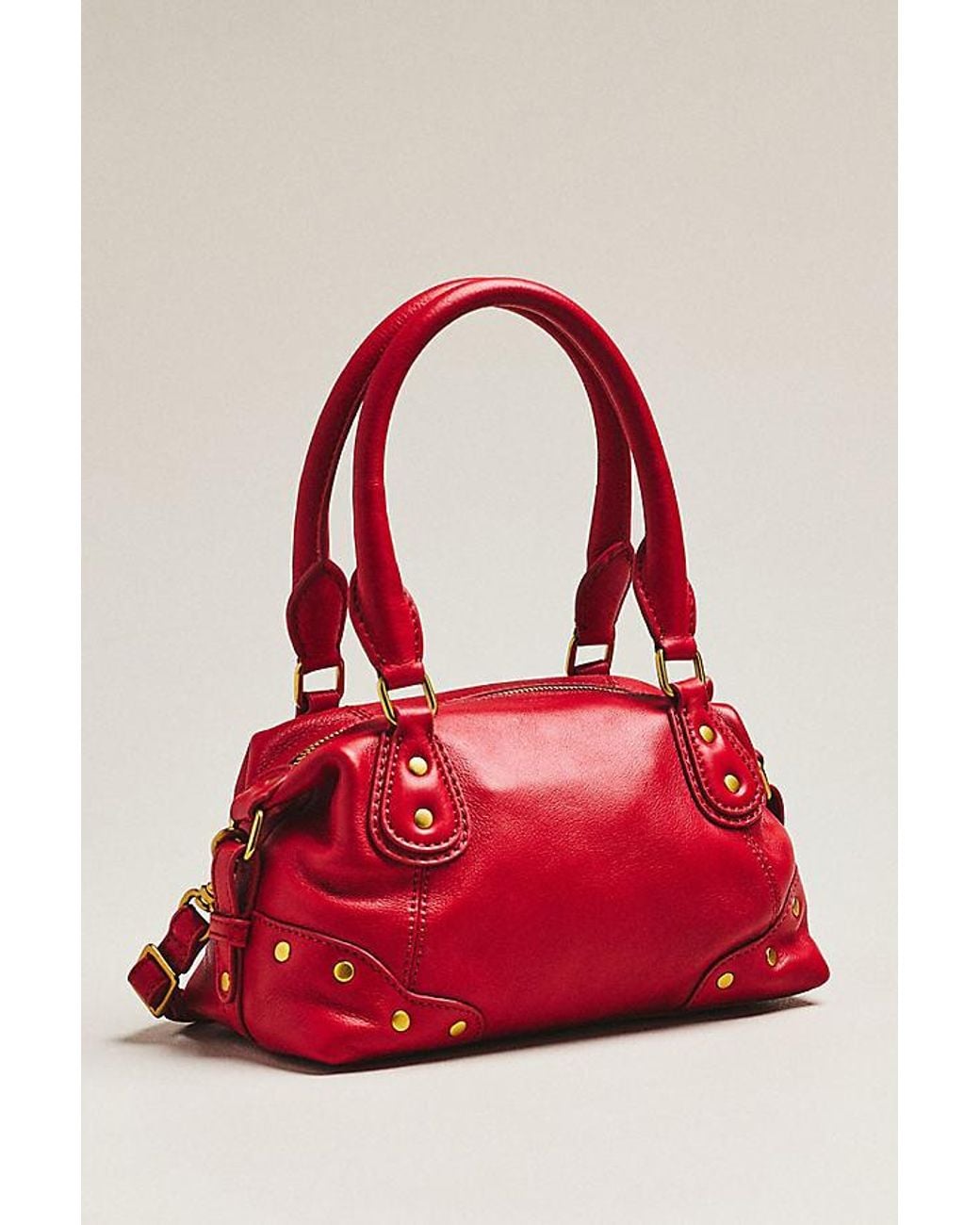 By Anthropologie Red Arina Leather Mini Satchel Bag