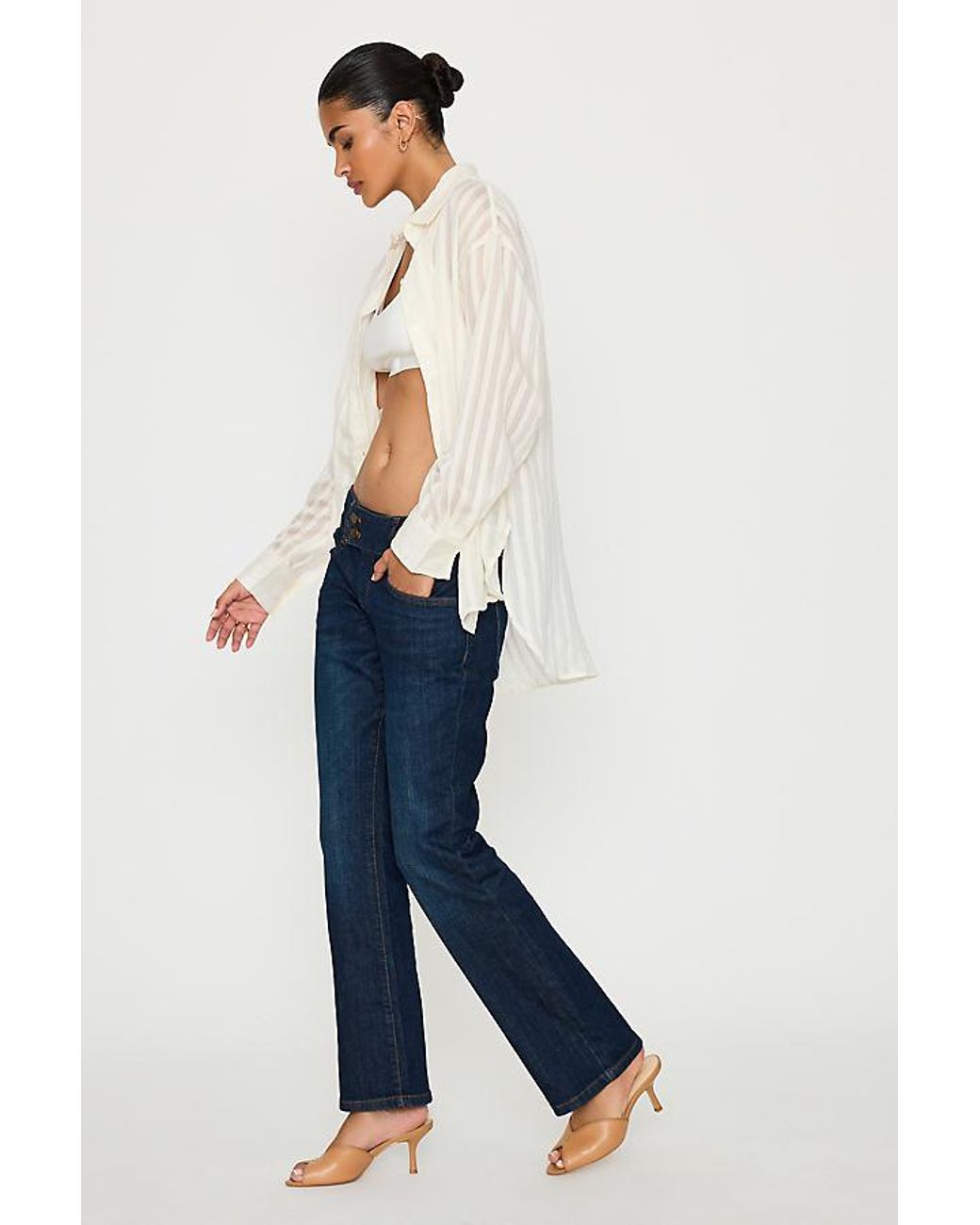 Pilcro Blue Low-Rise Bootcut Jeans