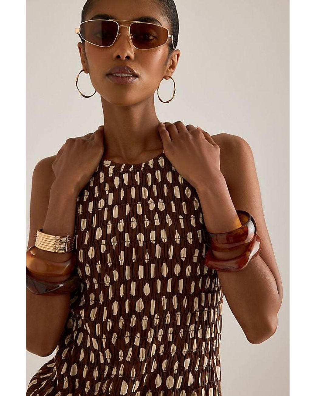 Faithfull The Brand Natural Luisa Smocked Maxi Dress