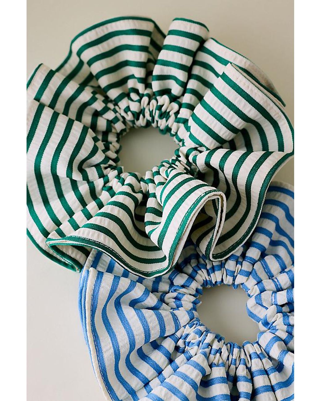 Anthropologie Green Oversized Stripe Scrunchie