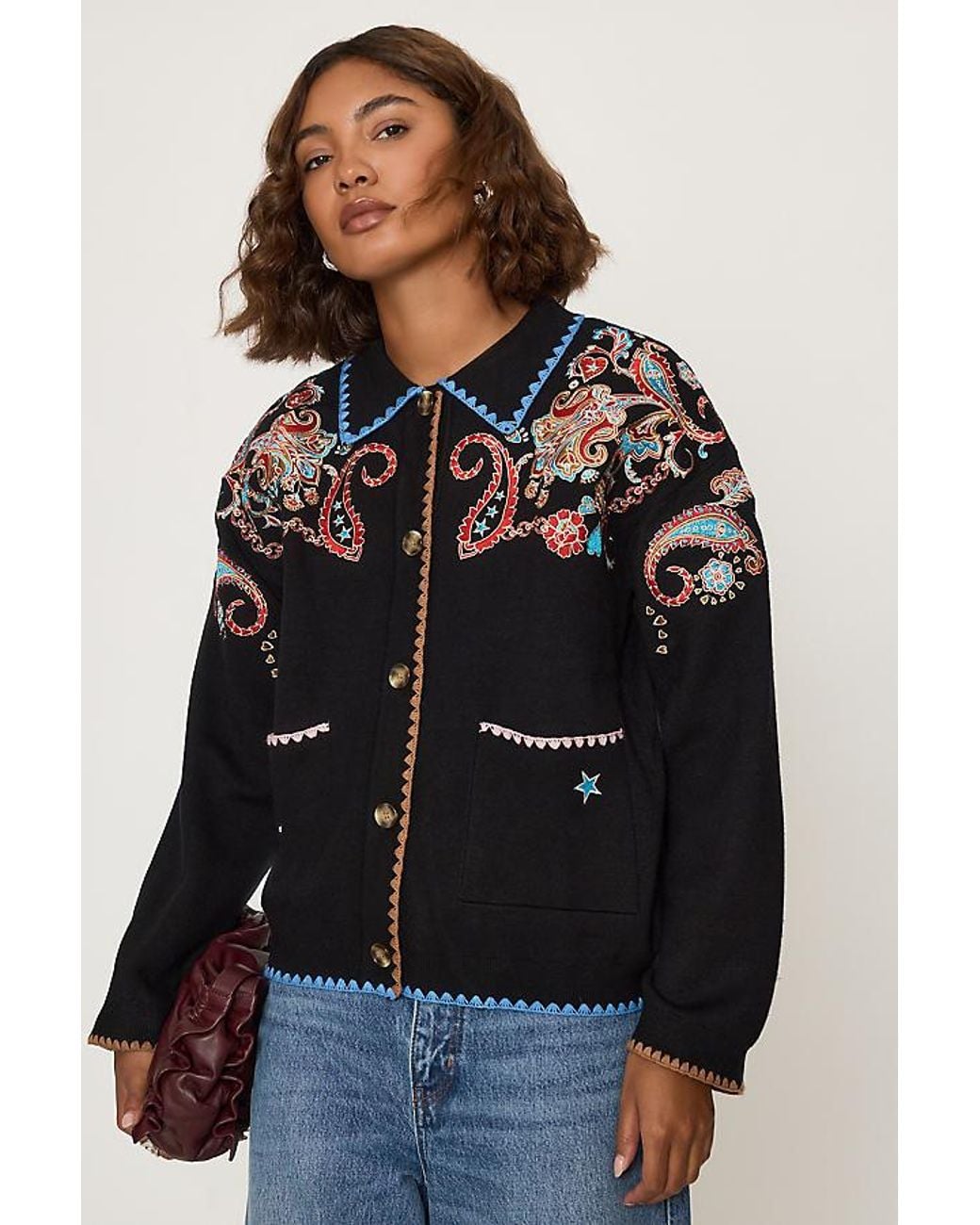 Never Fully Dressed Blue Paisley Embroidered Cardigan