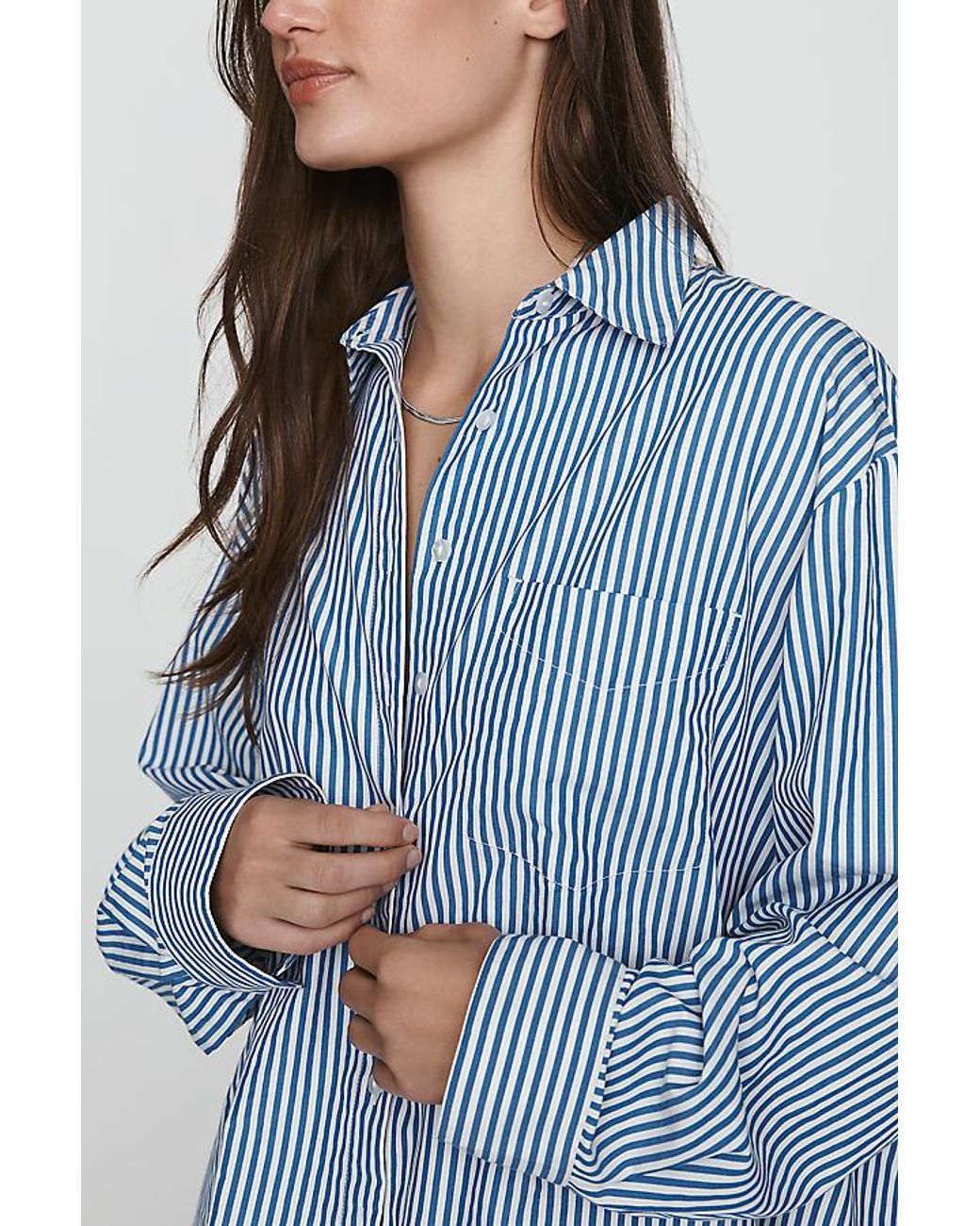 Maeve Blue The Shrunken Bennet Ruched-Back Buttondown Shirt By