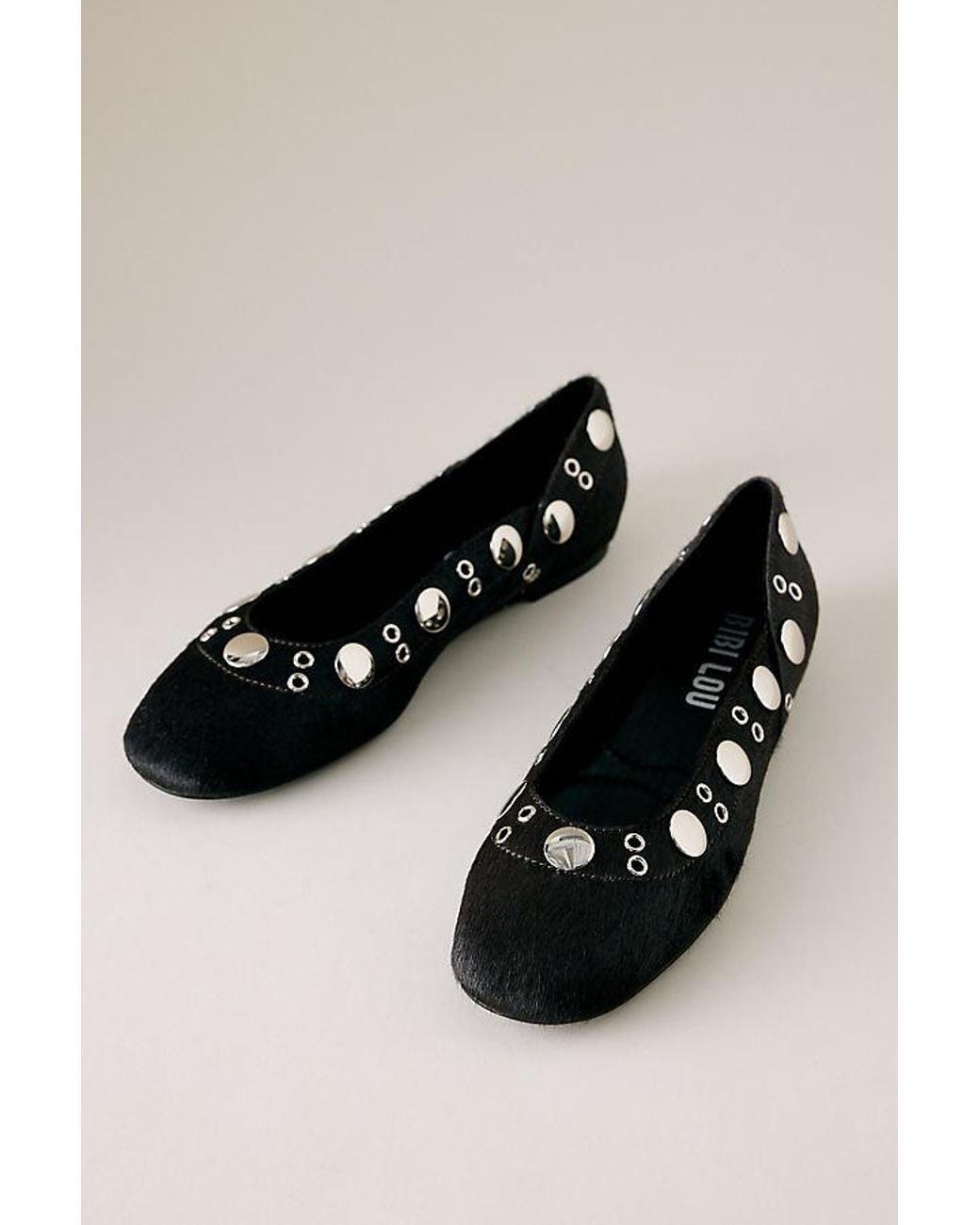 Bibi Lou Black Faux-Pony Fur Ballet Flats