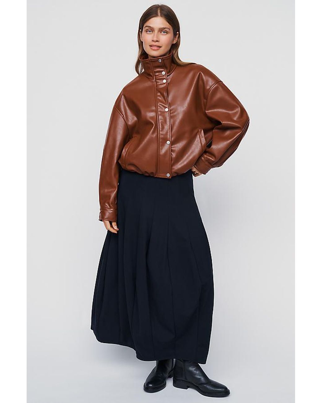 By Anthropologie Blue Modern Barrel Midi Skirt