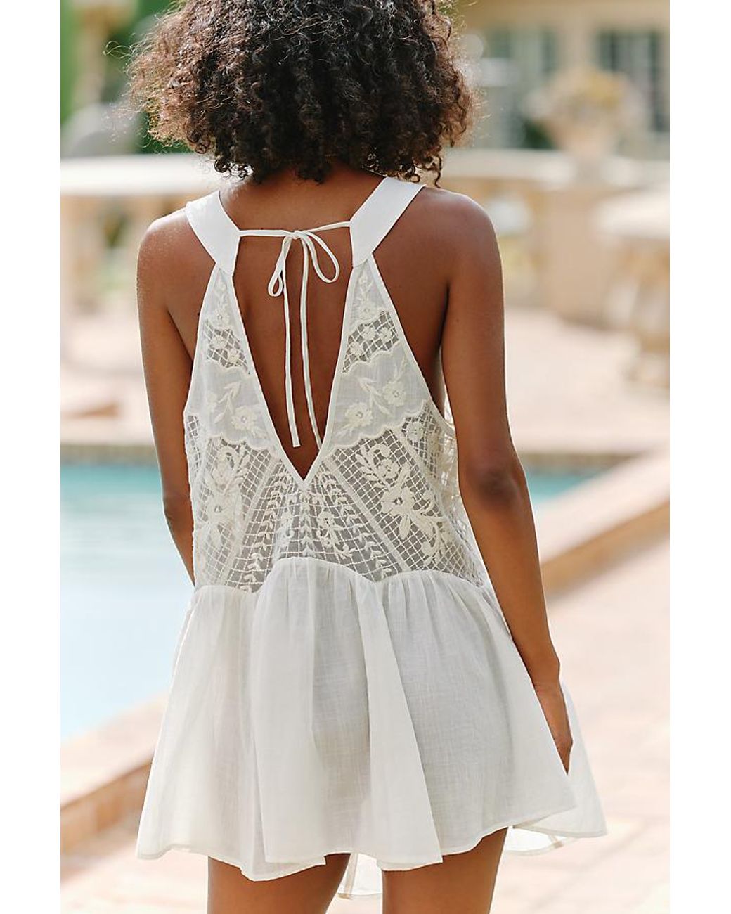 Celandine White 100% Cotton Embroidered Drop-Waist Mini Dress