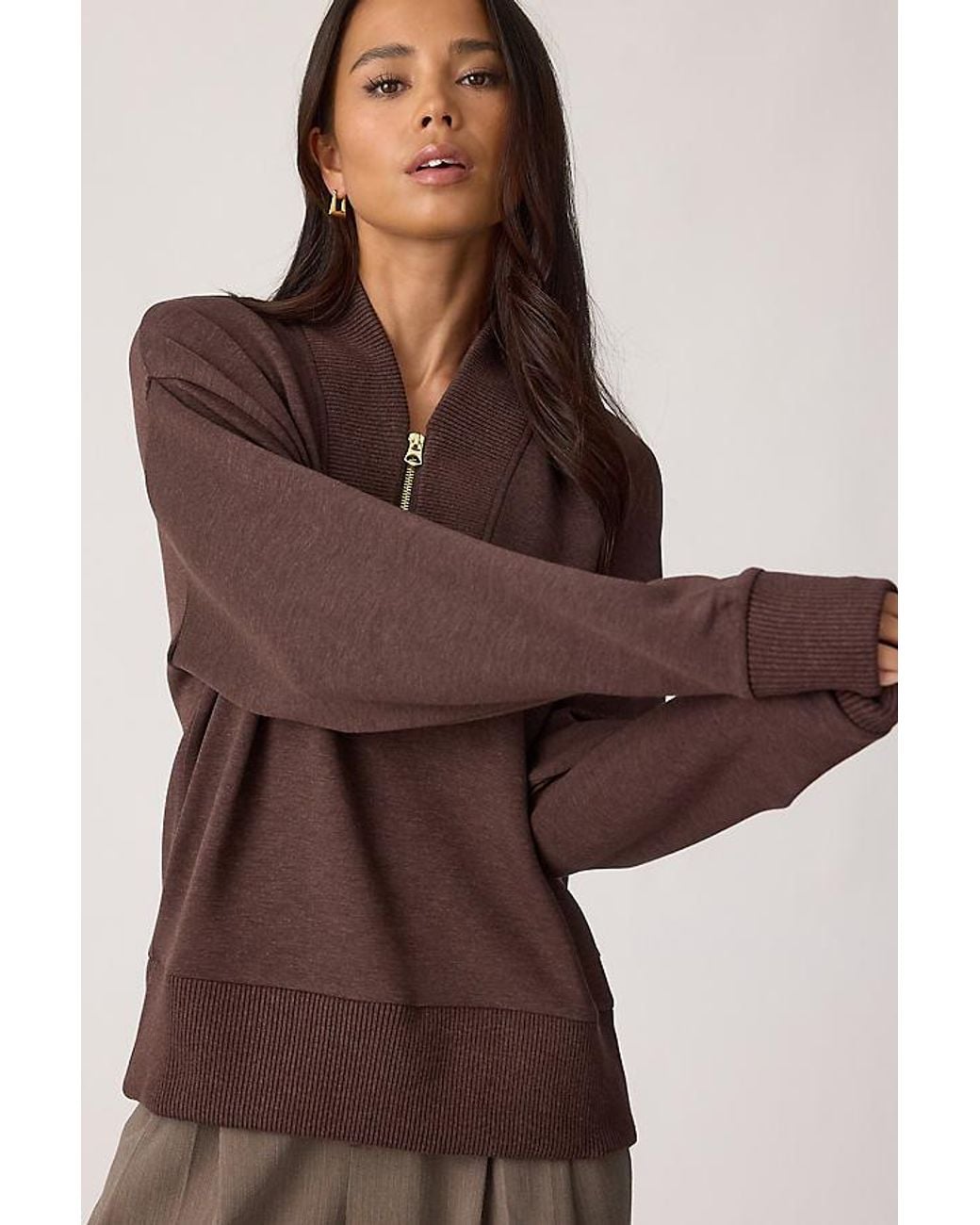 Varley Brown Sally Half-Zip Sweatshirt