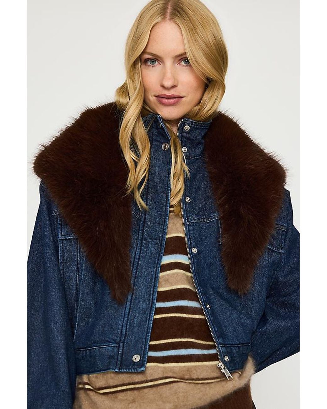 By Anthropologie Blue Faux-Fur Collar