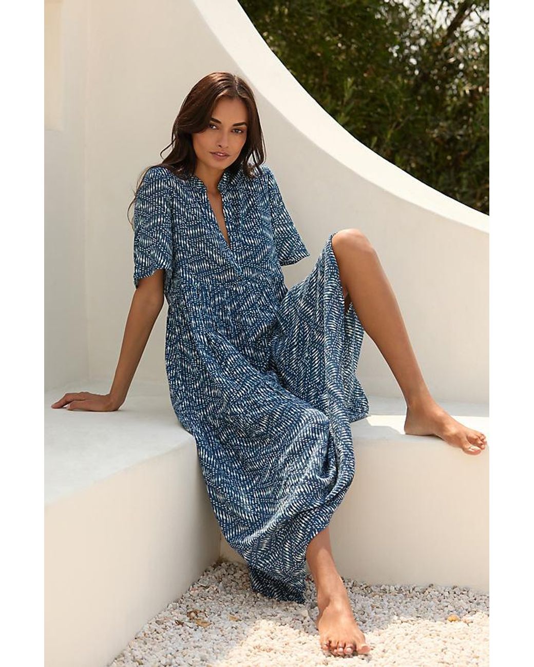 By Anthropologie The Kallie Flowy Maxi Dress Printed Edition in Blue Lyst UK