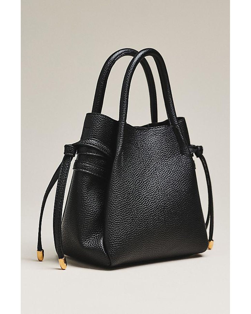 Maeve Black Faux-Leather Mini Tulip Satchel