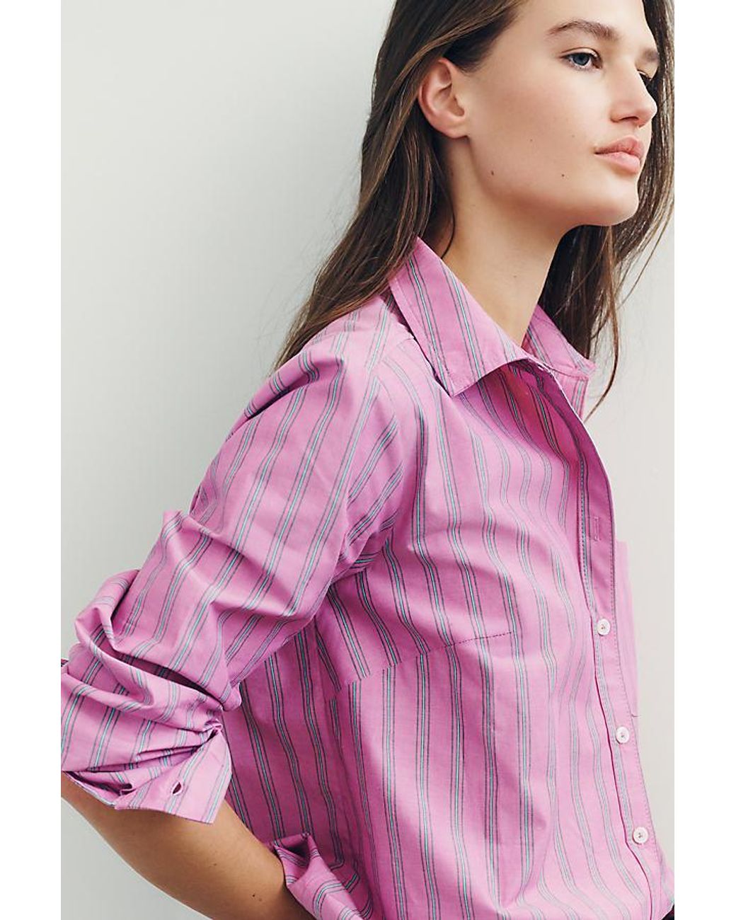 Maeve Pink Kate 100% Cotton Classic Buttondown Shirt