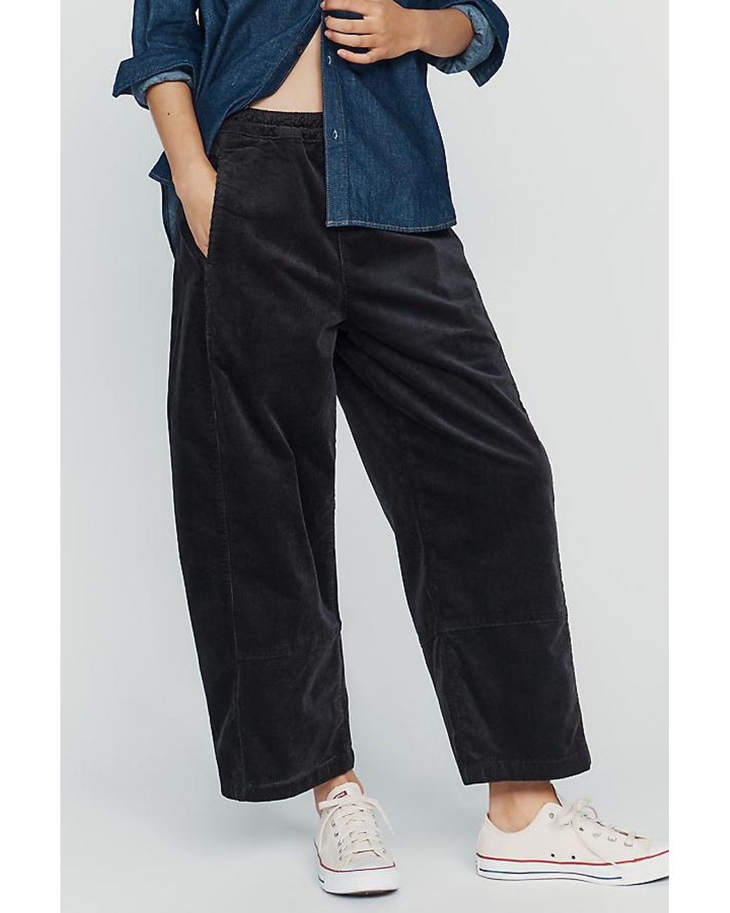 Pilcro Blue The Izzie Relaxed Pull-On Barrel Trousers By Corduroy Edition