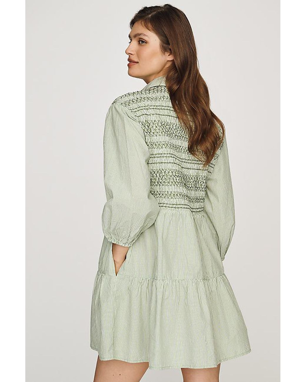 Maeve Green Bettina Cotton Mini Shirt Dress