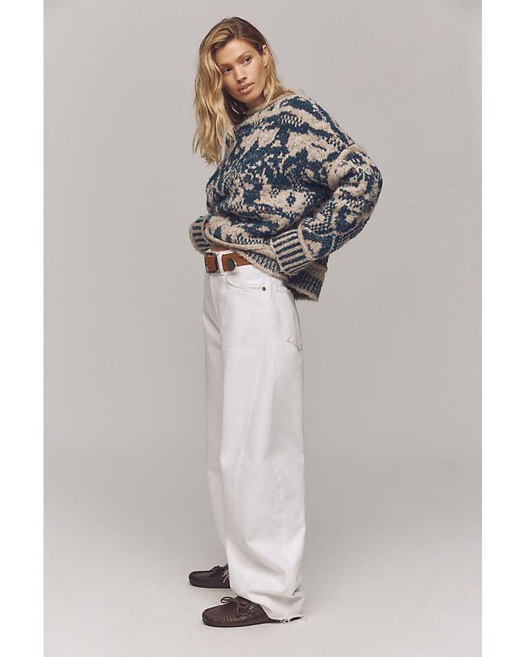 Pilcro Gray Relaxed Roll-Neck Jumper
