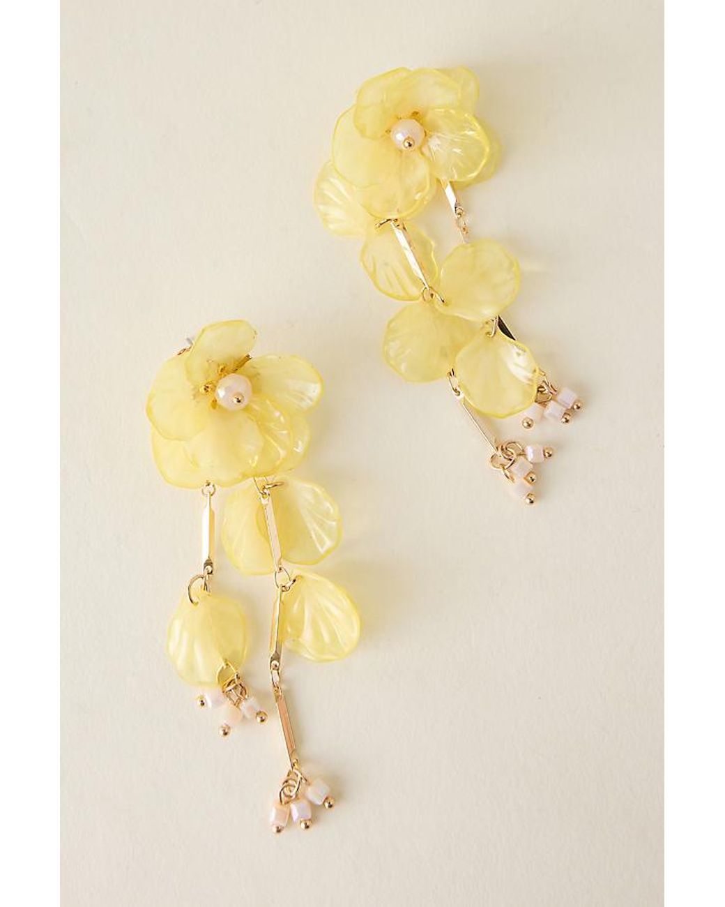 By Anthropologie Yellow Floral Drop Earrings