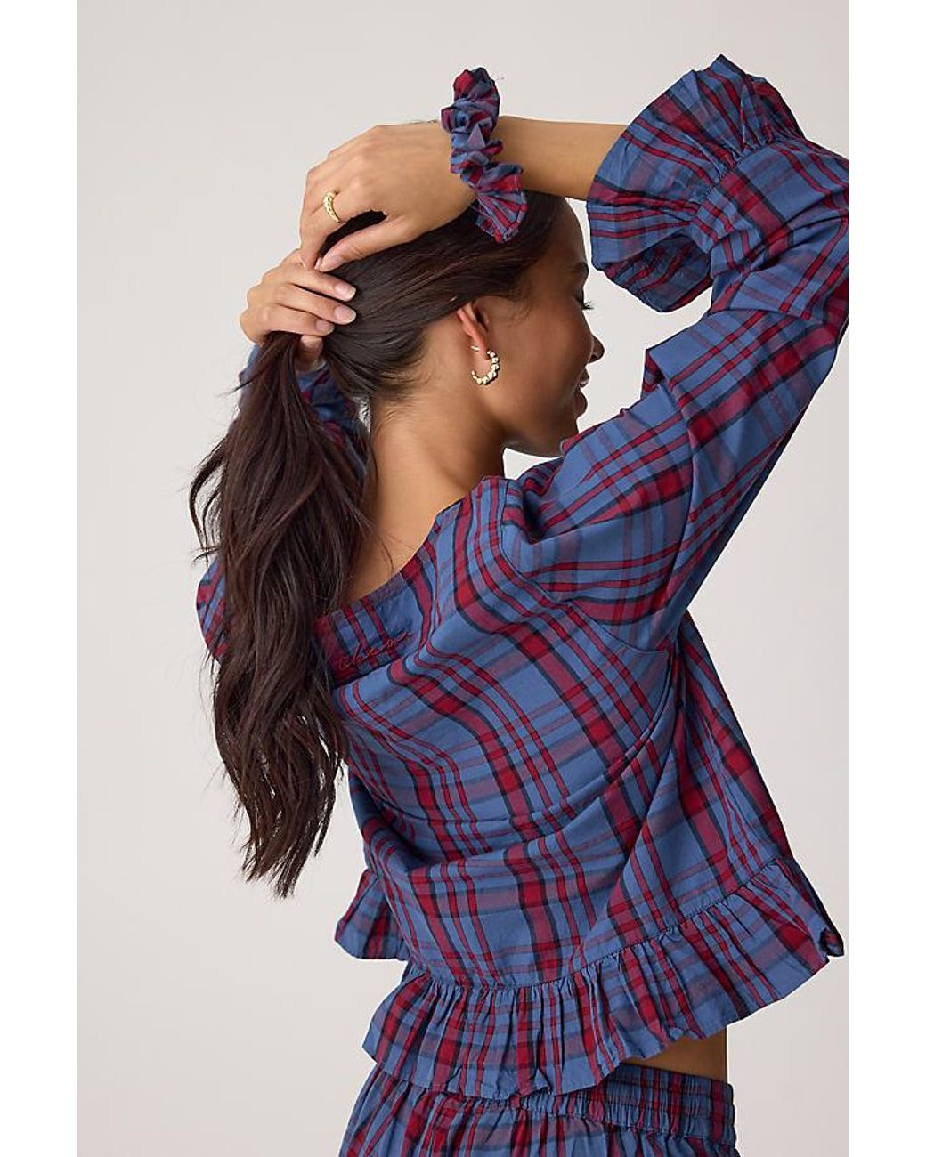 TBCo Blue Plaid 100% Cotton Long Pyjama Set