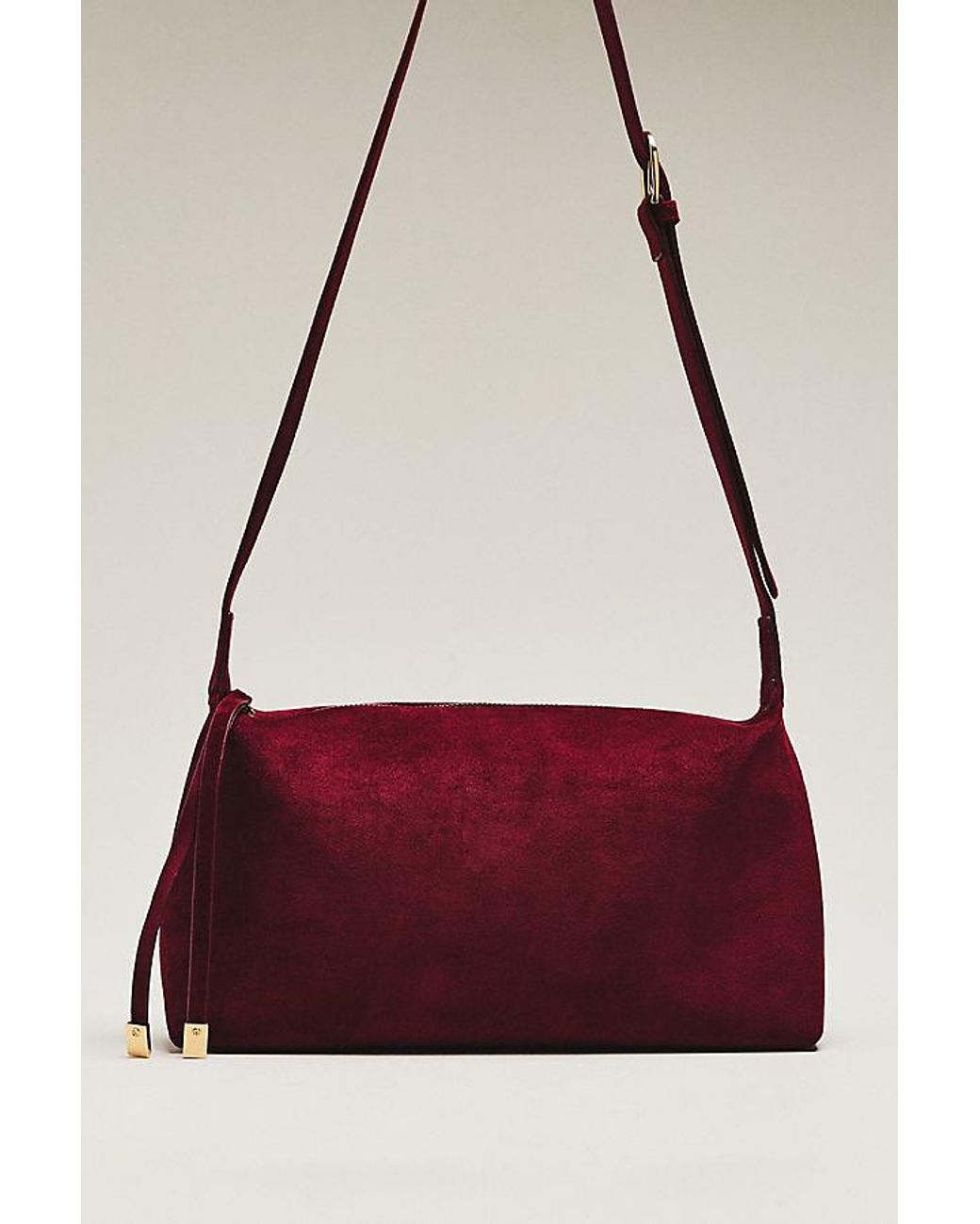 By Anthropologie Red Faux-Suede Slouchy Shoulder Bag