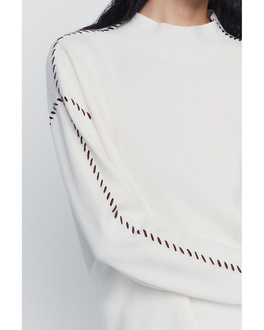 Maeve White Carys Mock-Neck Jumper