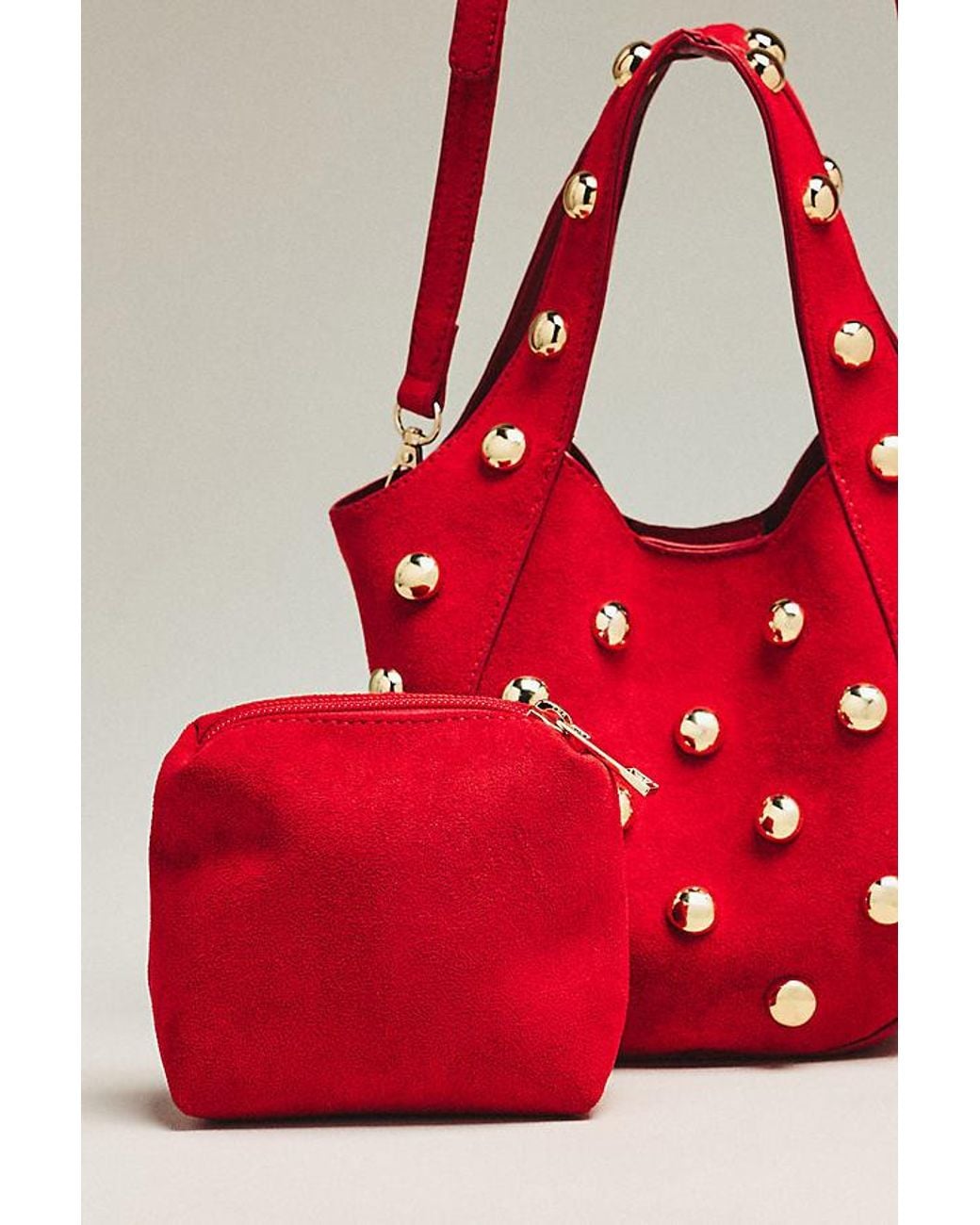 Anthropologie Red By Sonia Faux-Suede Mini Slouchy Tote Bag