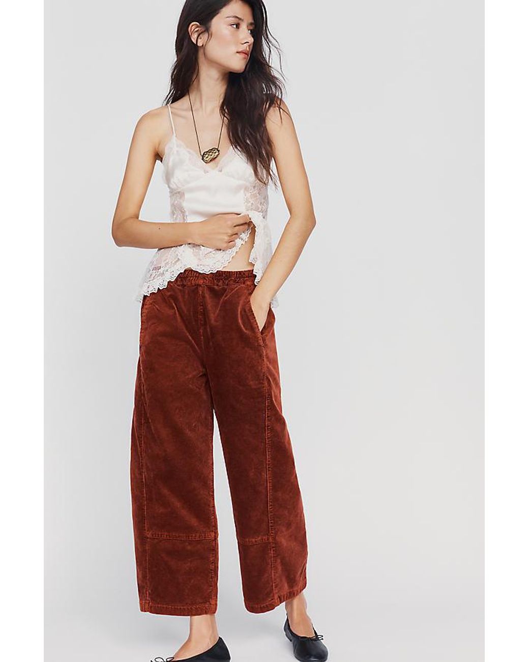 Pilcro Red The Izzie Relaxed Pull-On Barrel Trousers By Corduroy Edition