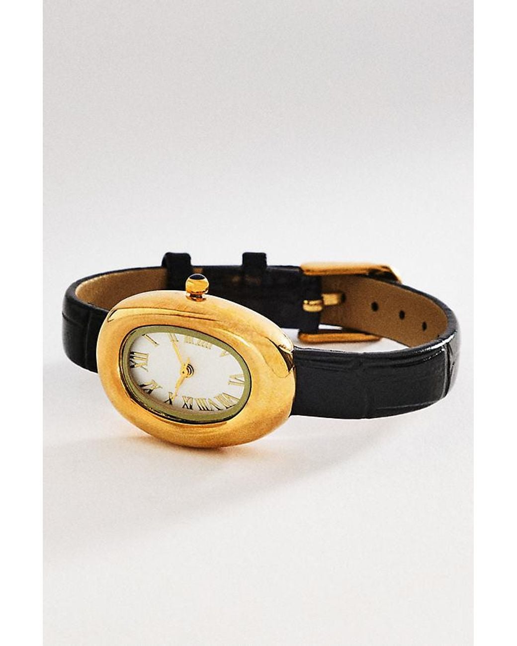 By Anthropologie Black Murphy Puffy Oval Watch