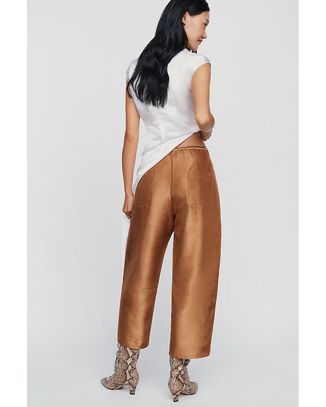 Maeve White Marnie Taffeta Tapered Trousers