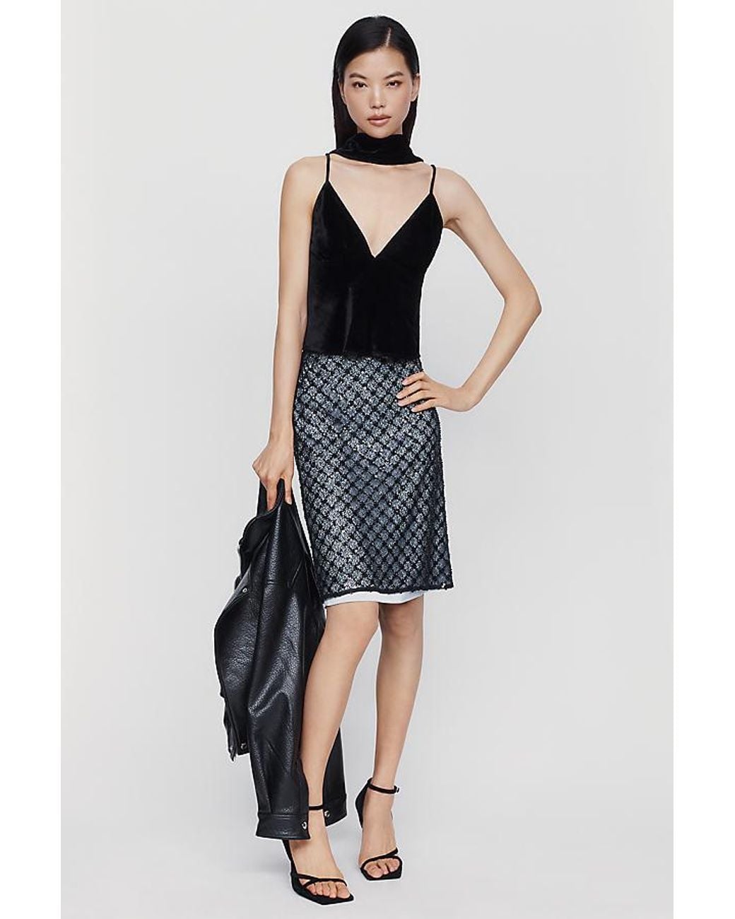 Maeve Black The Clara Scarf-Neck Velvet Cami Top By