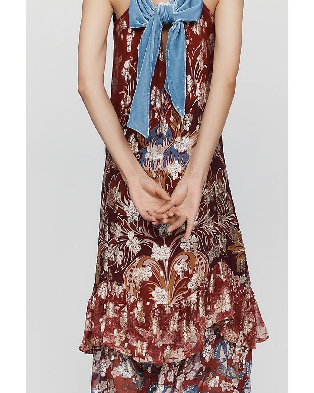 By Anthropologie White @Loverlygrey X Anthropologie Ramona Floral Tiered Midi Dress