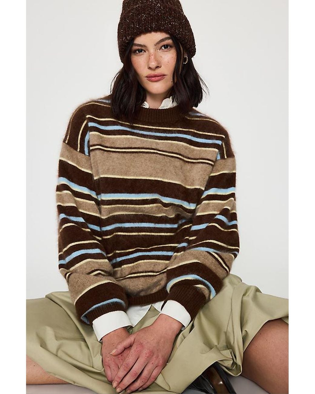 By Anthropologie Brown Chunky Knit Beanie