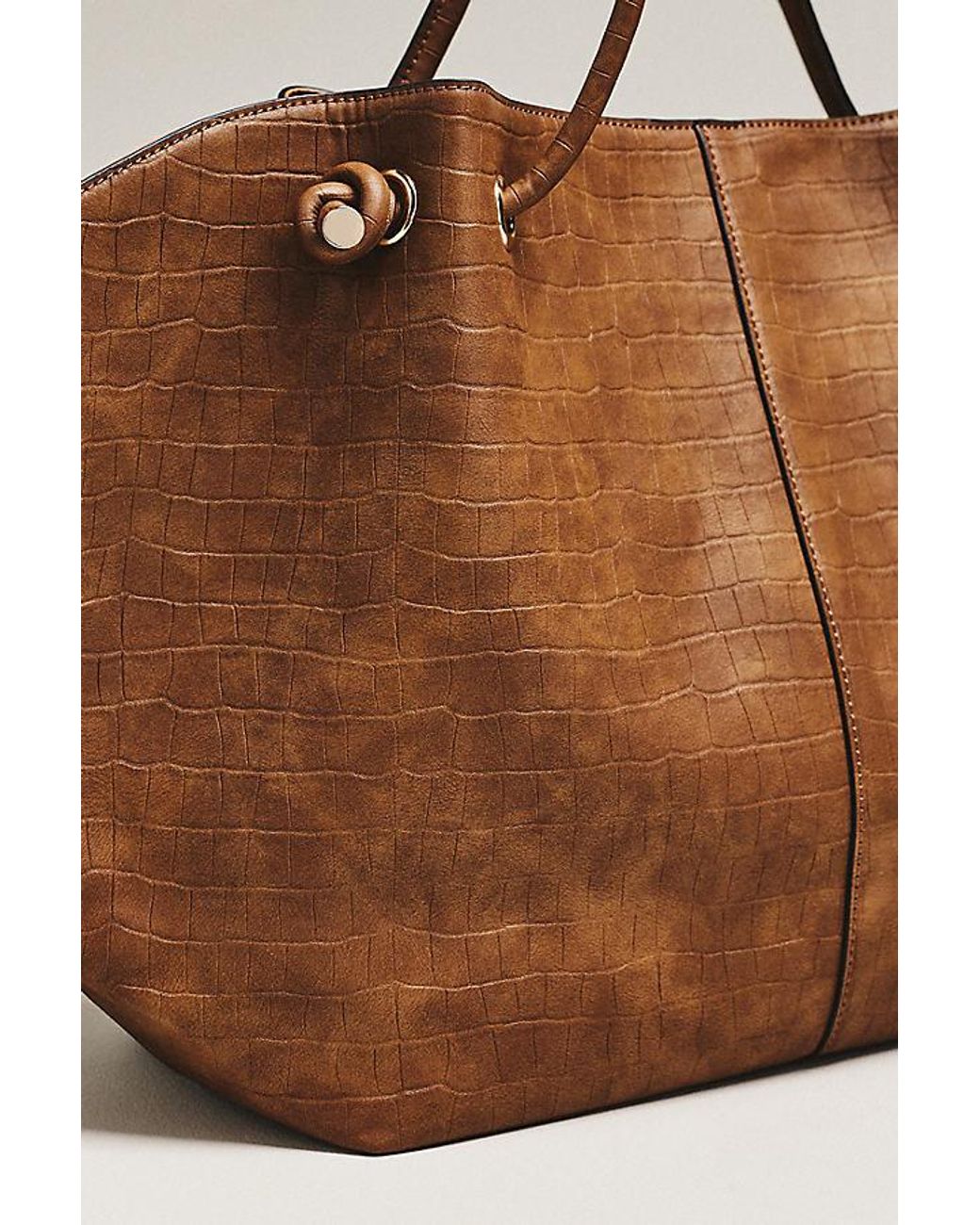 Maeve Brown Embossed Croc Tote Bag