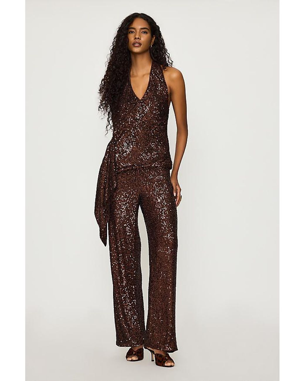 Bardot Brown Melanie Halter Sequin Top