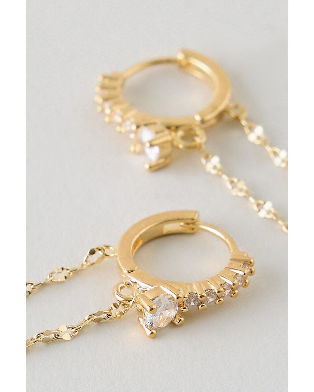By Anthropologie Metallic Sparkle Chain Drop Huggie Hoop Earrings