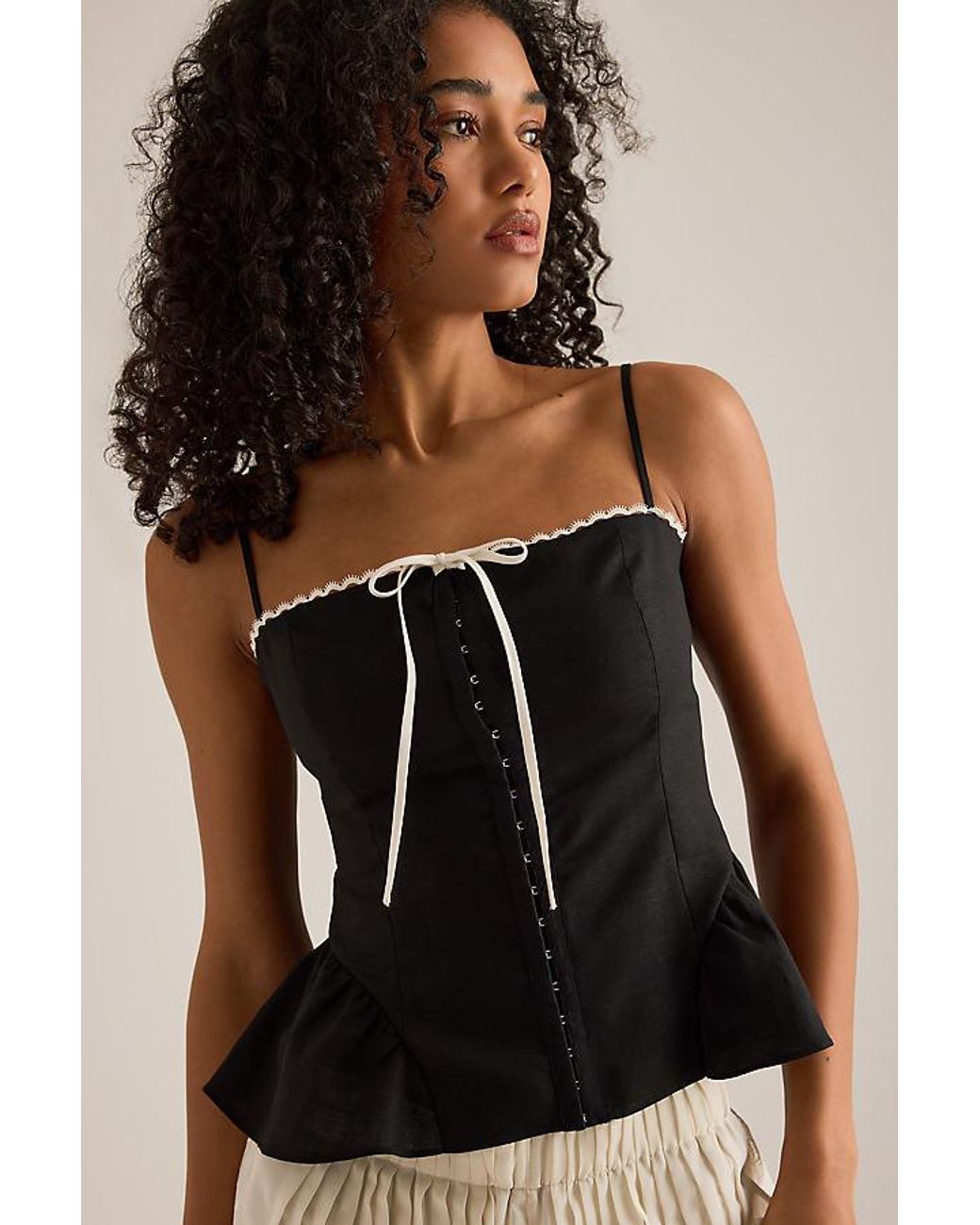 Kitri Black Adrea Linen-Blend Top