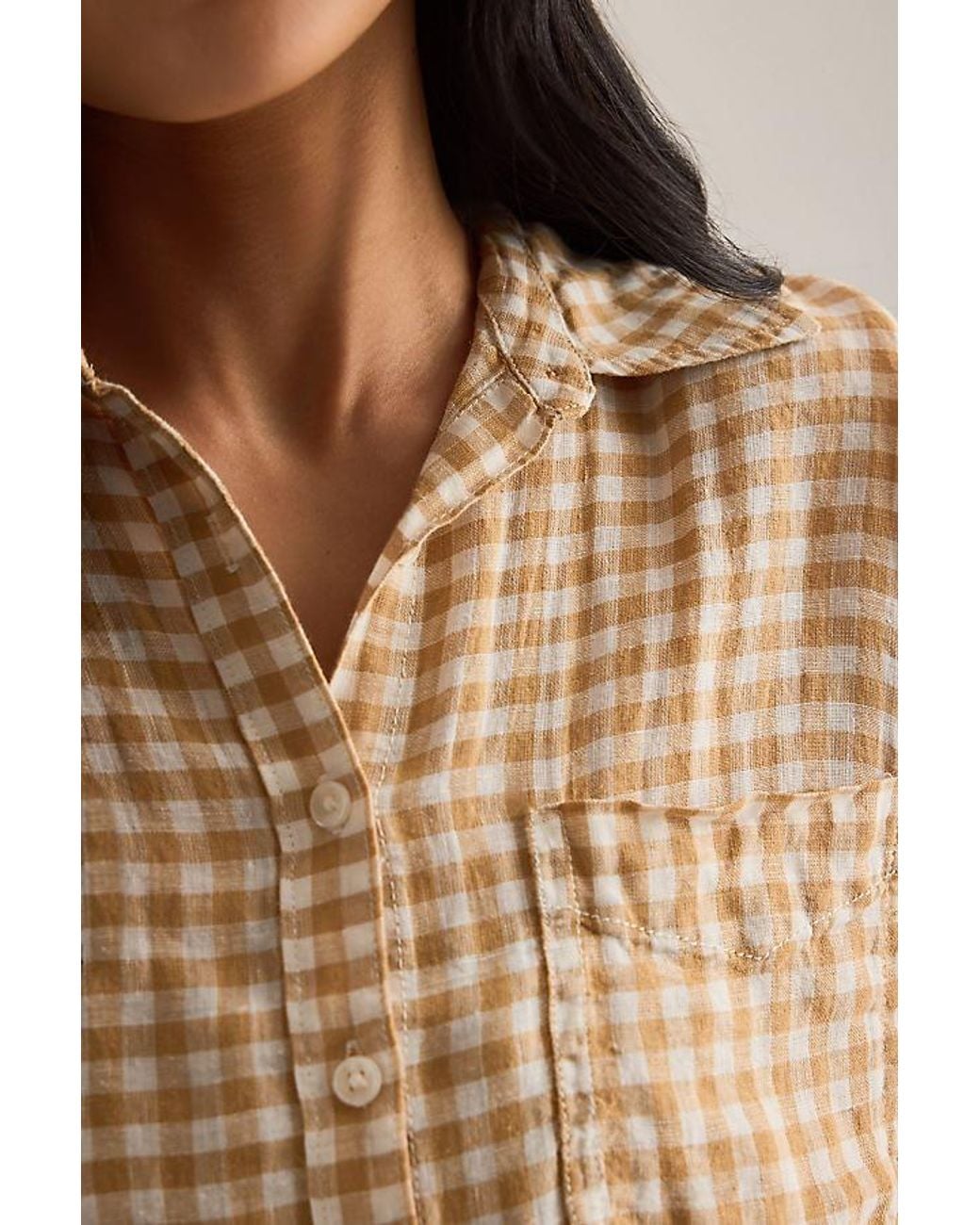 Maeve Natural The Shrunken Linen Bennet Buttondown Shirt By