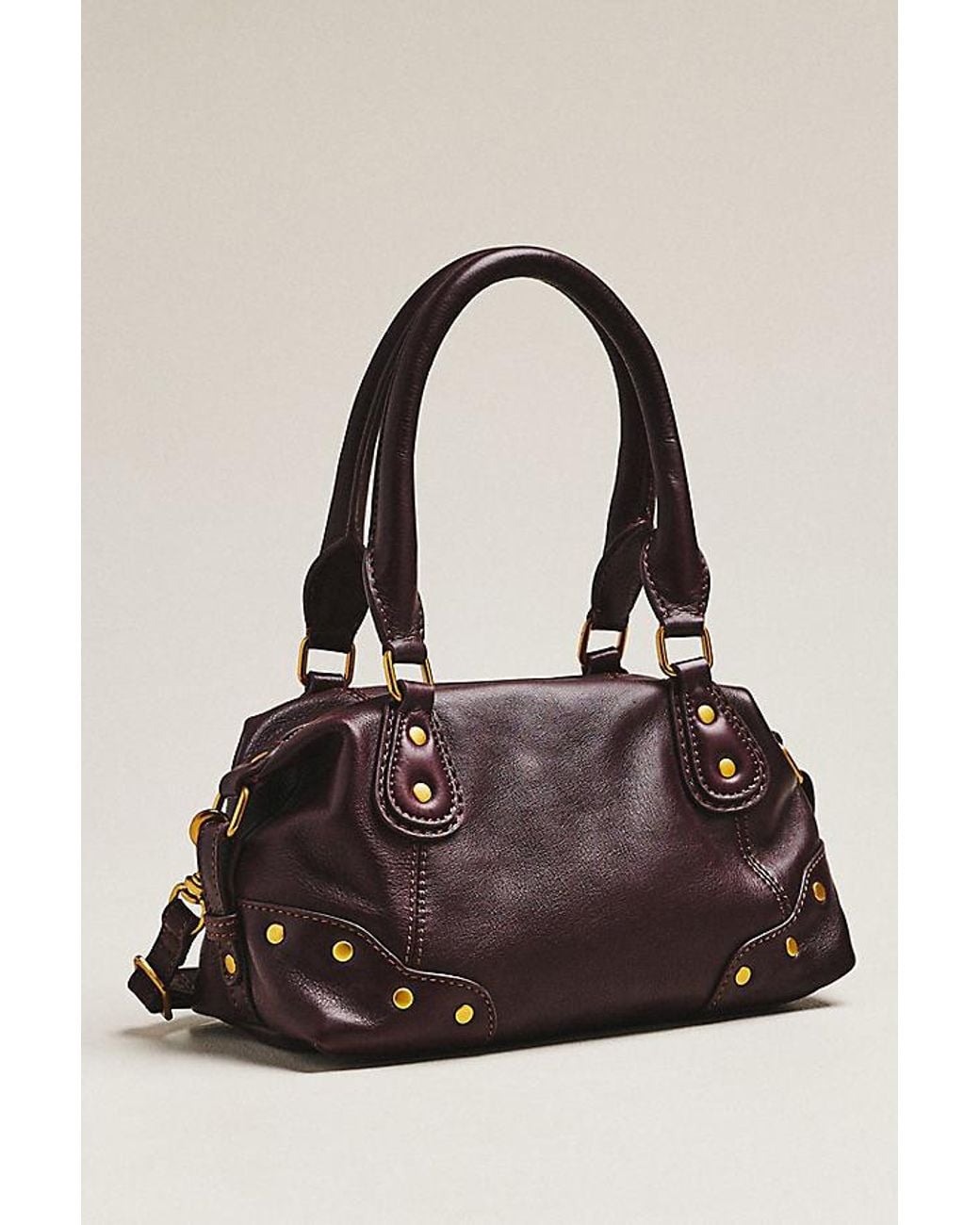 By Anthropologie Purple Arina Leather Mini Satchel Bag