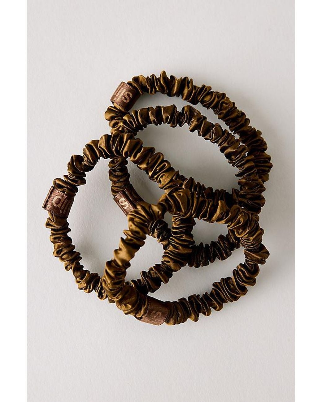 Slip Brown Pure Silk Skinny Dark Scrunchies, 4 Pack