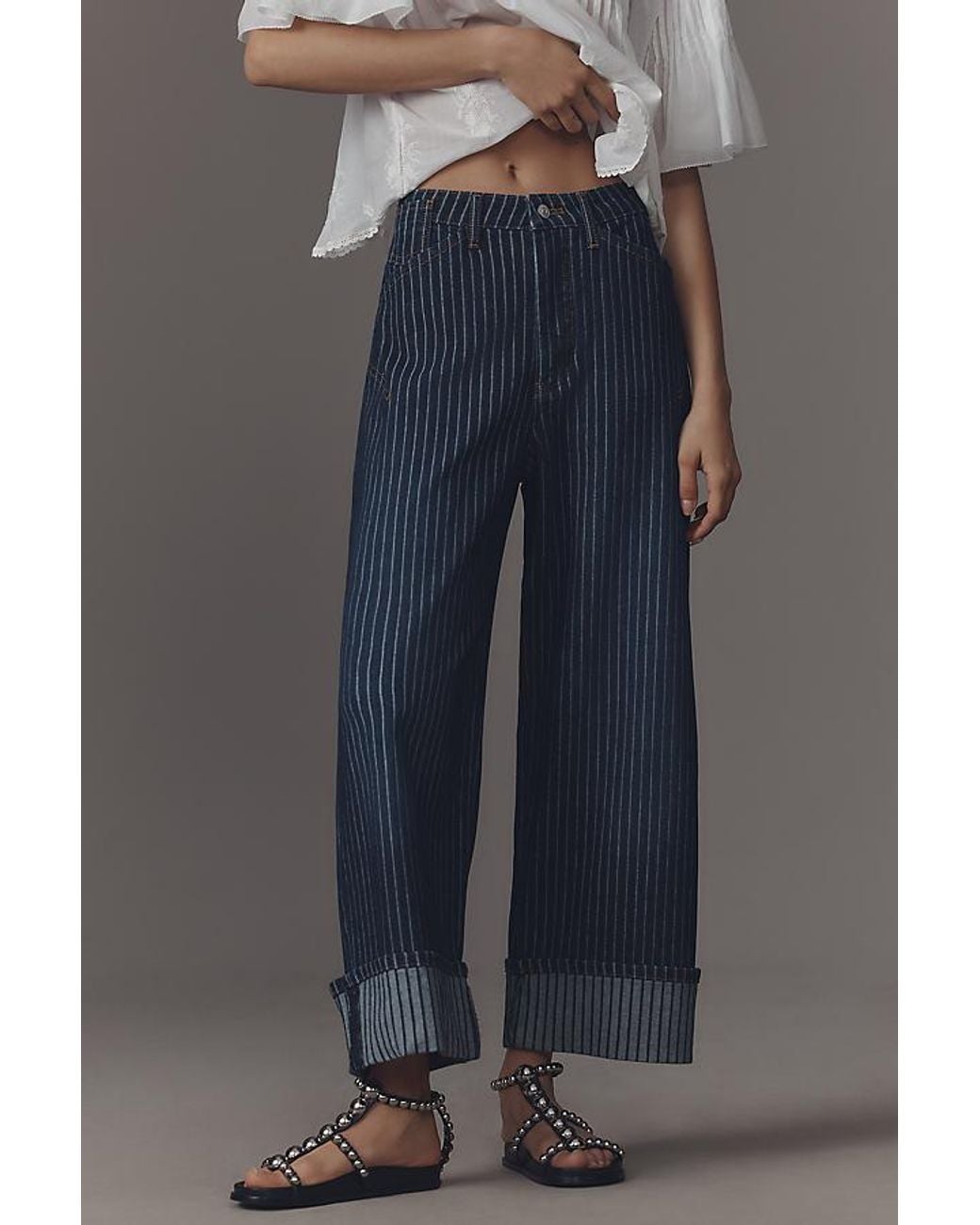 Pilcro Blue The Kayden High-Rise Carpenter Barrel Jeans By
