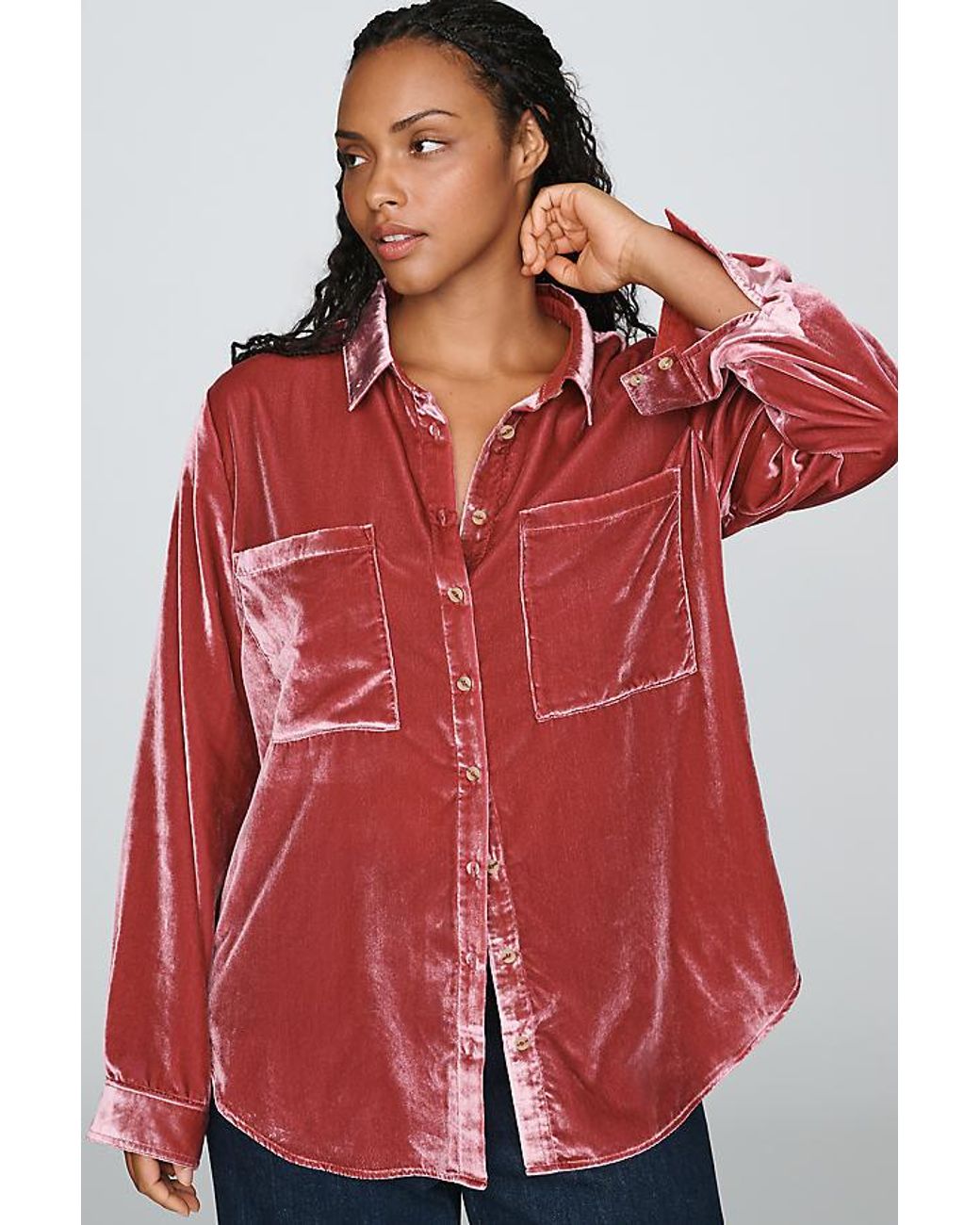 Pilcro Pink The Hadley Relaxed Buttondown Shirt By Velvet Edition