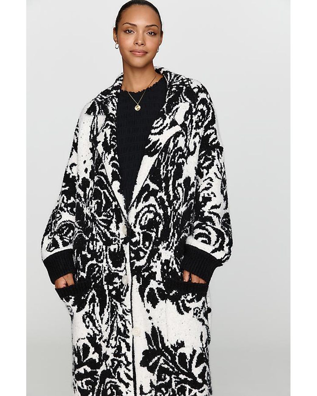 By Anthropologie Black Collared Duster Cardigan